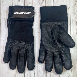 Gordini Leather Driving Gloves Ladies SMALL Black‎ Work Moto Wrist Strap